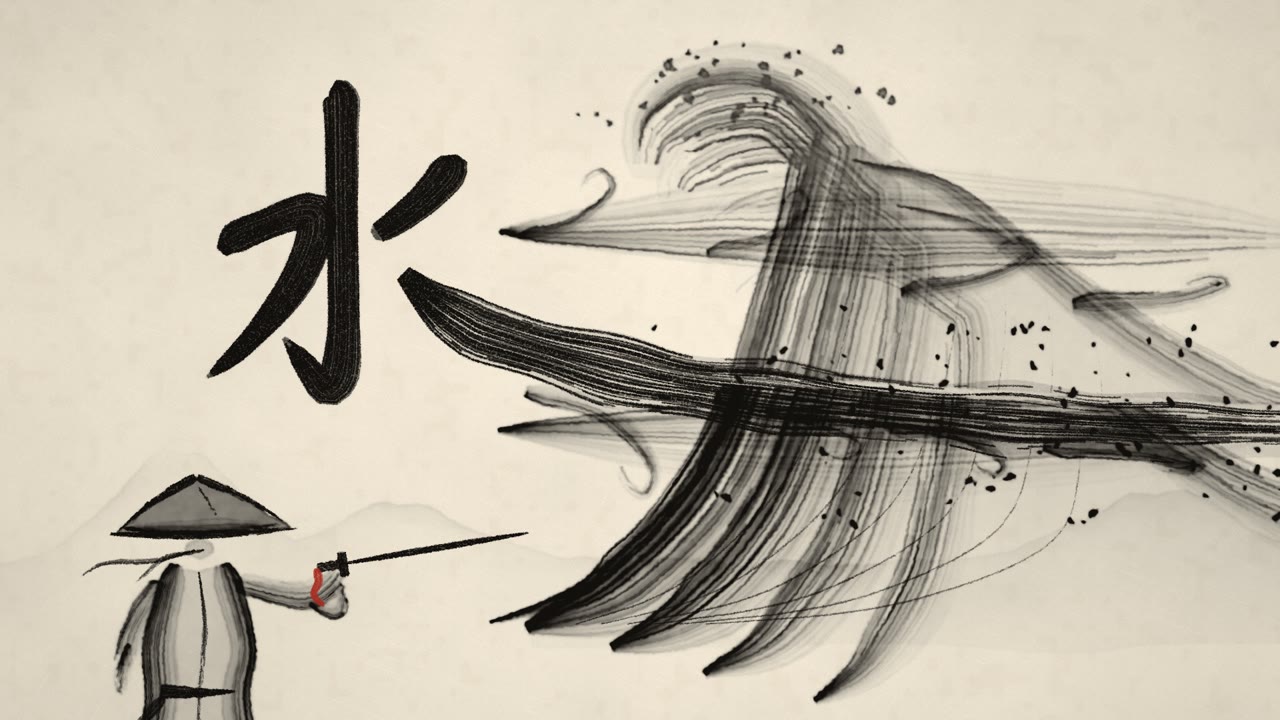 Chinese Ink Wash — The Swordsman and the River